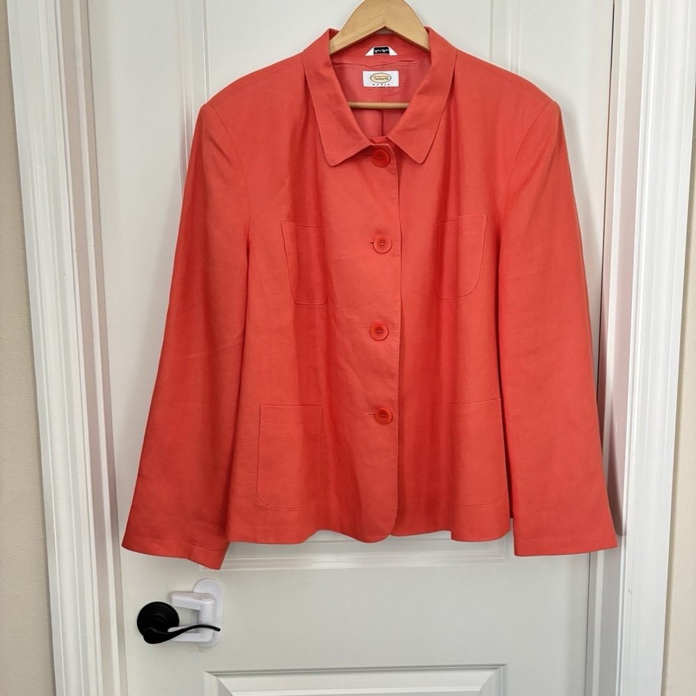 Talbot Women's 100% Irish Linen CoralSalmon Jacket Plus 22W EST 4 Pocket Classic